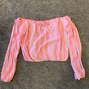 Pink White Stripped Cropped Top 🌸